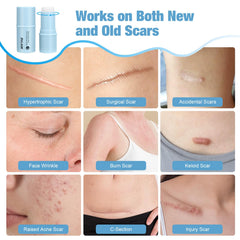 Rvlaim Silicone Scar Stick shown on face and body for scar care.