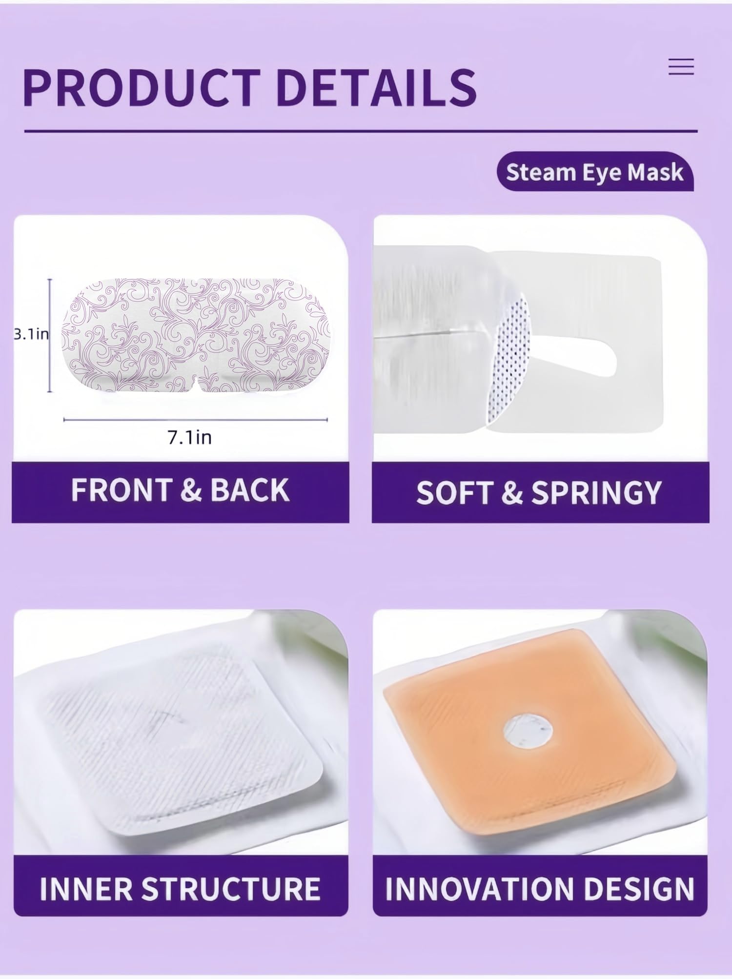 RyanDesign steam eye mask self-heating design delivers 30 minutes of soothing warmth.