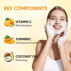 RYH facial cleanser foam close-up highlights a gentle, rich lather.