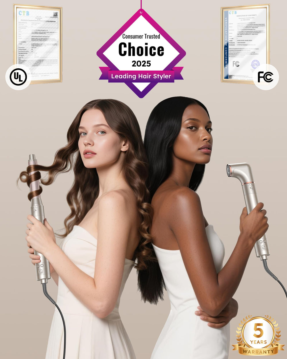 Rylena Deluxe 8-in-1 air styler pro auto-wrap curlers create luxe waves.