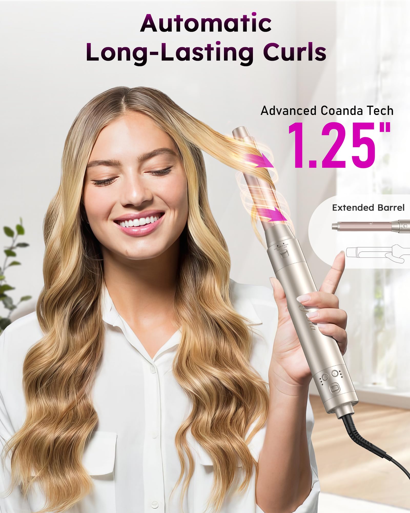 Rylena Deluxe 8-in-1 air styler pro intelligent heat control for safer styling.
