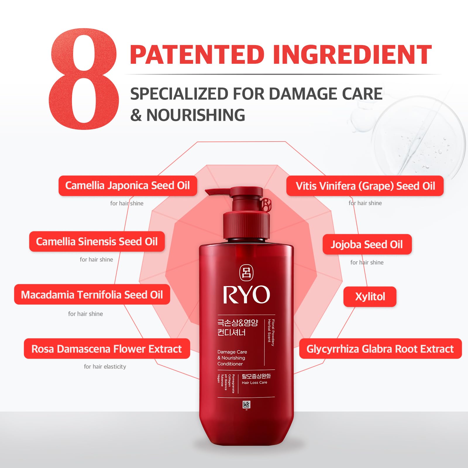 Ryo conditioner shown with rich lather for gentle cleansing experience.