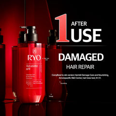 Ryo Damage Care Shampoo lather showcases rich cleansing for sensitive scalps.