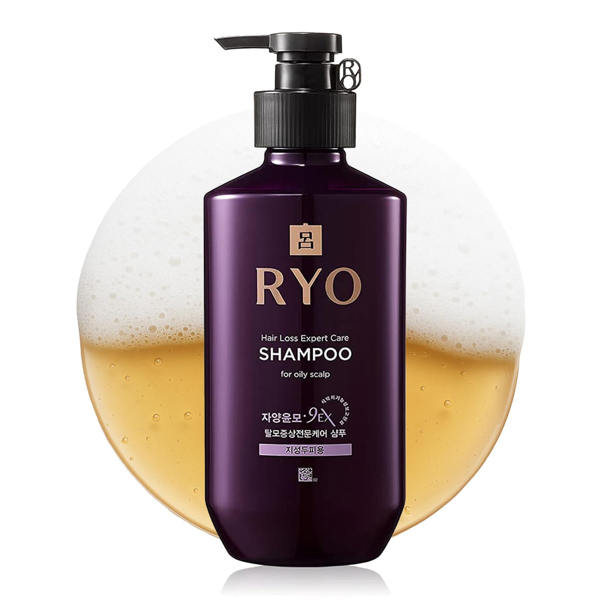Ryo Hair Strength Expert Care Shampoo bottle front for oil-control and scalp nourishment.