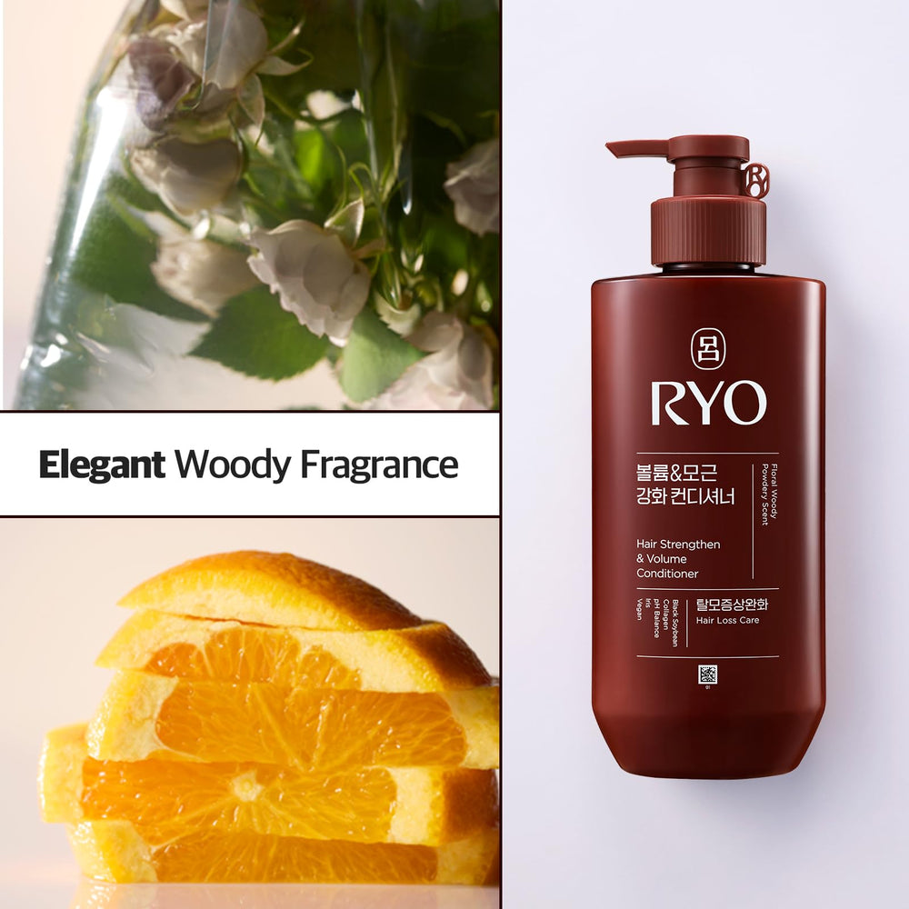 Ryo Strengthen & Volume conditioner scalp-closeup shows sensitive-skin friendly formula