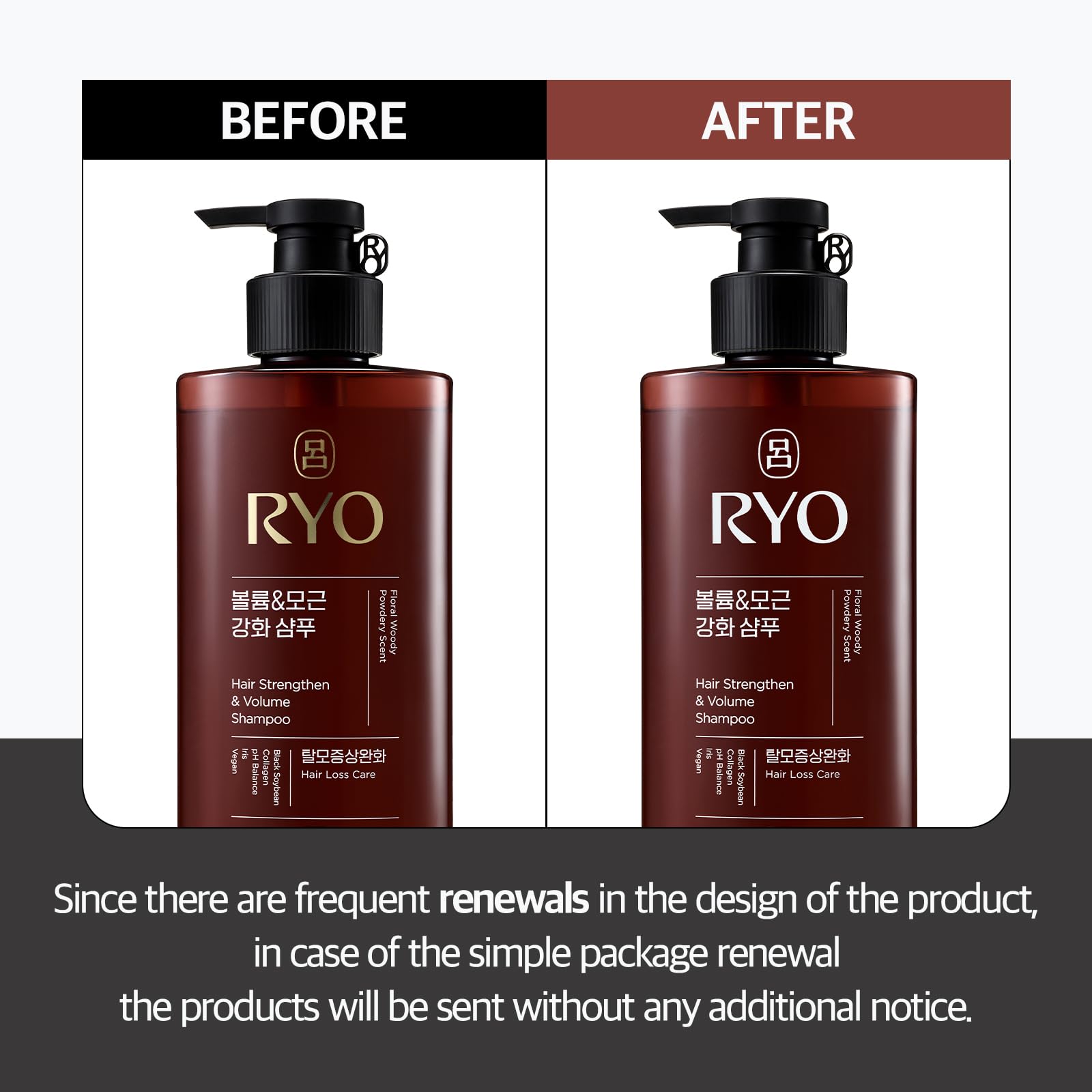 Ryo Strengthen & Volume Shampoo bottle side showing anti loss care ingredients