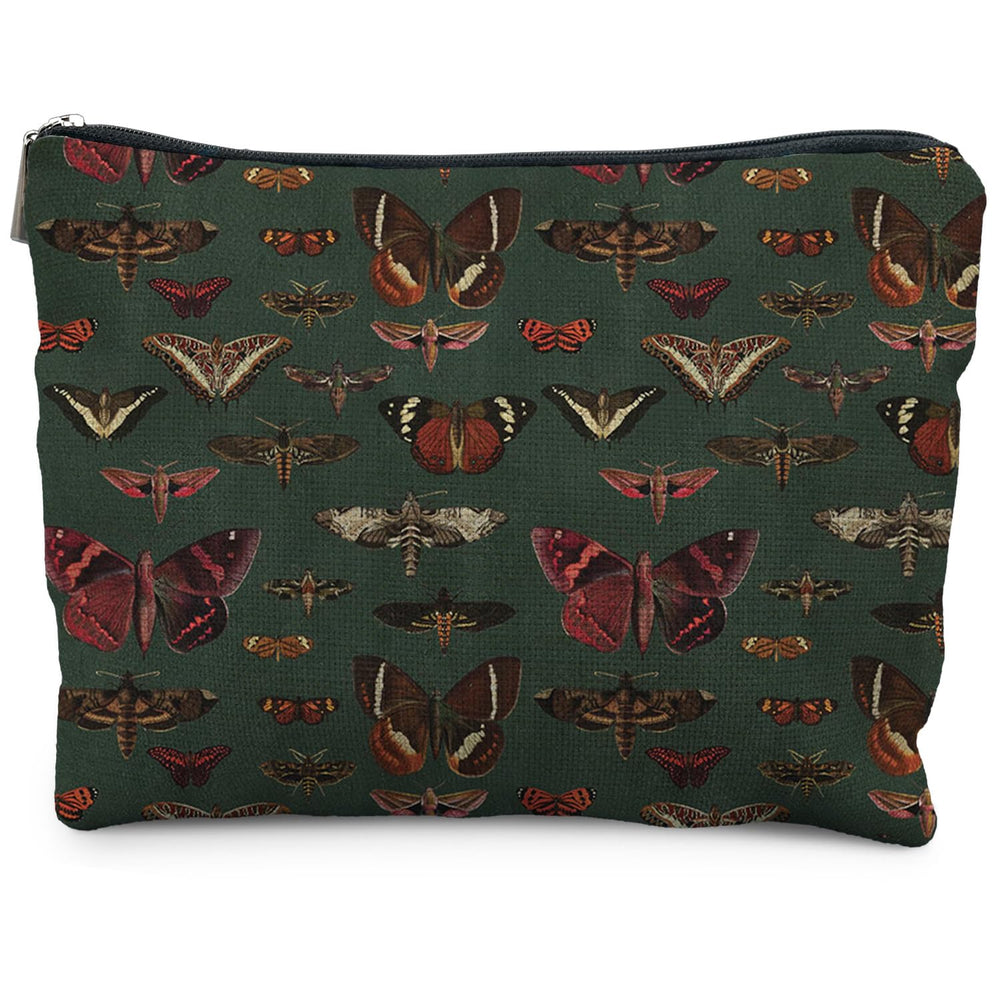 RYYCDOI Moody Green Academia butterfly cosmetic bag front view for stylish daily essentials