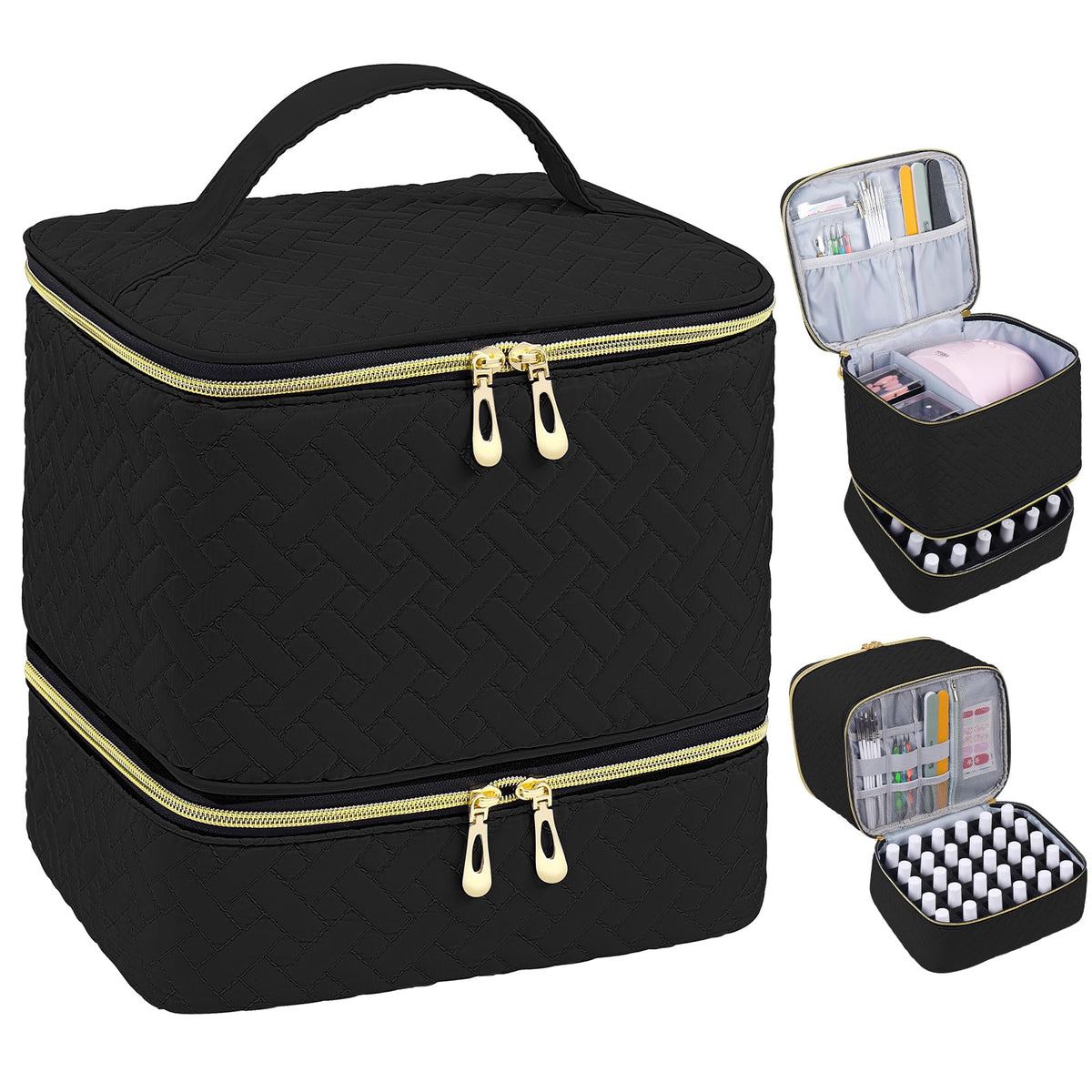 RZMAYIS nail polish organizer exterior highlights portable design for quick on-the-go manicures.