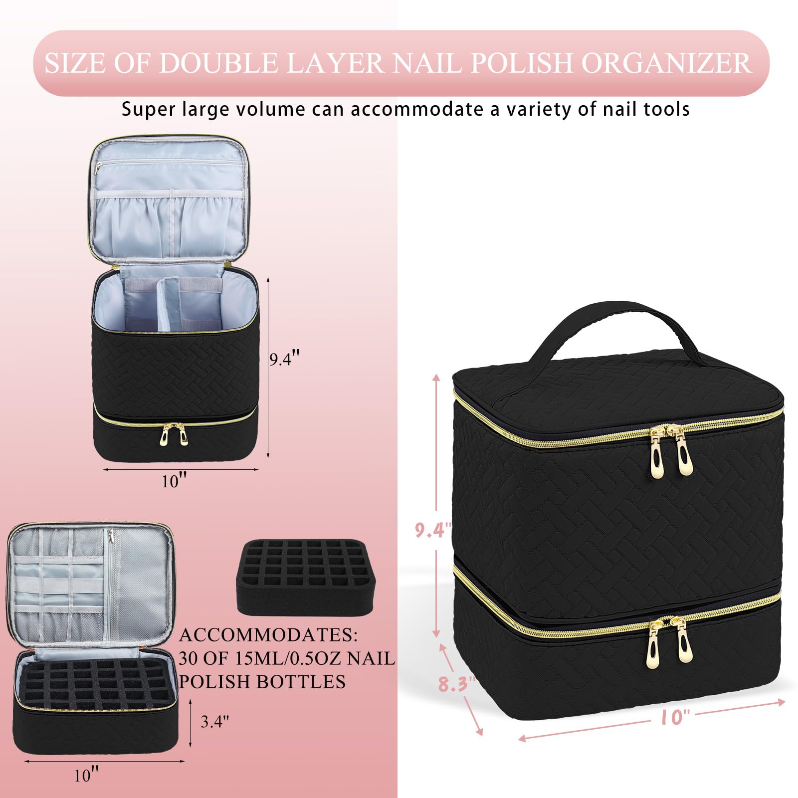 RZMAYIS organizer lamp slot detail demonstrates space for a nail lamp and tools.