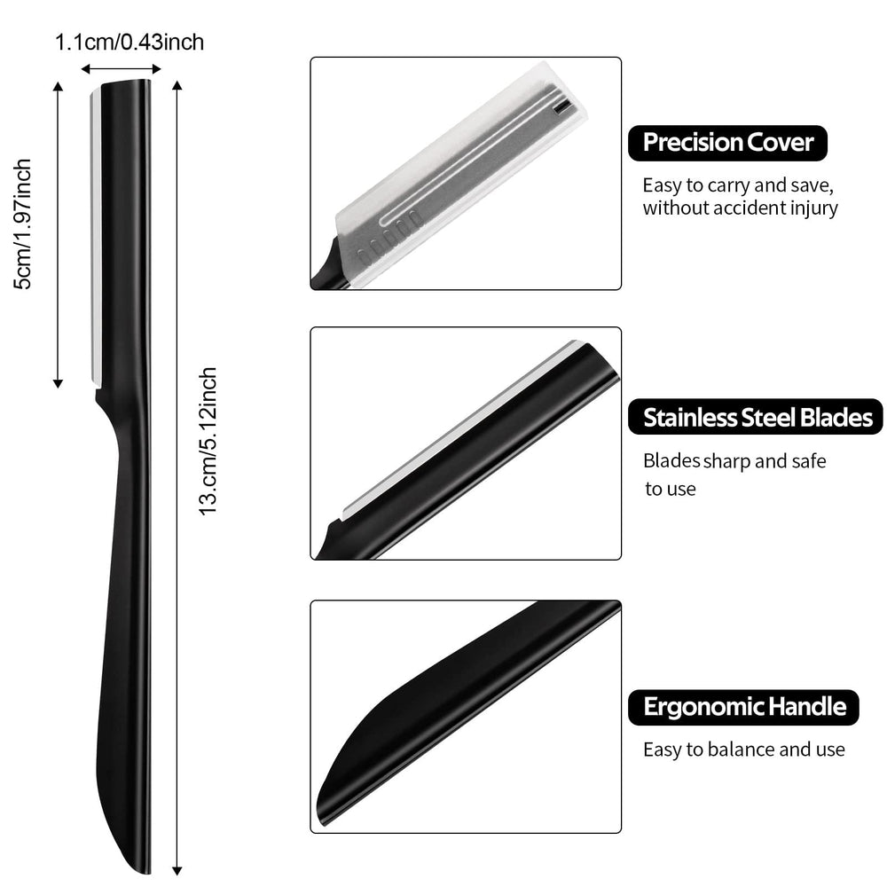 Close-up of S.T. Friends eyebrow razor handle with anti-slip grip for precise control.