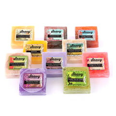 Saavy Naturals artisan soap pack 10-square-bars close-up offering clean, plant-based cleansing.