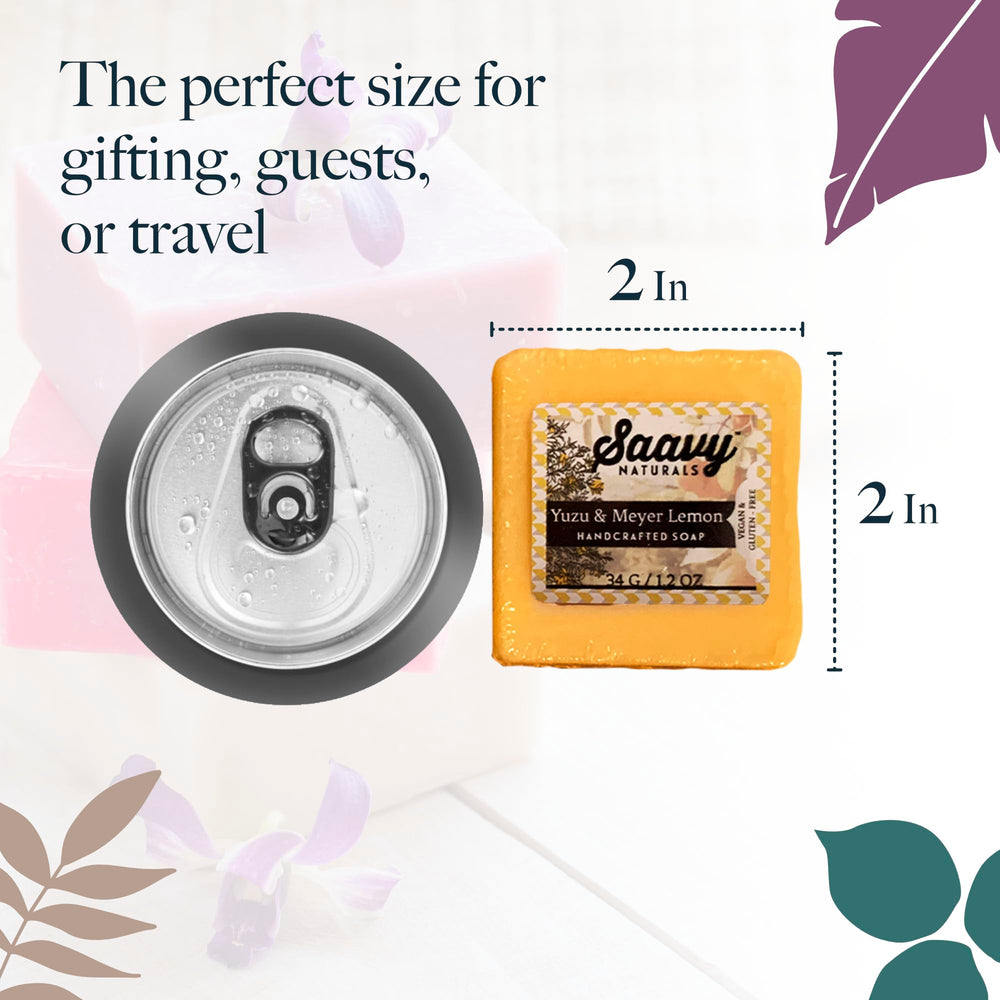 Saavy Naturals Lavender Chamomile soap bar close-up with calming scent for gentle cleansing.