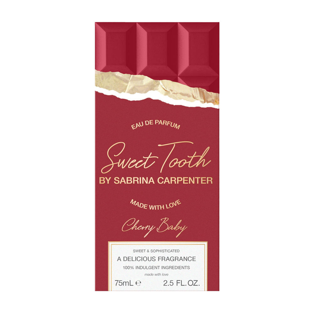 Sabrina Carpenter Sweet Tooth Cherry Baby back-of-bottle view signals premium fragrance bottle design.