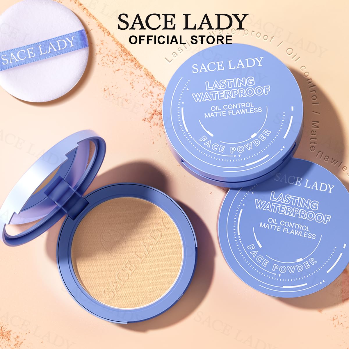 SACE LADY compact setting powder close-up ready for on-the-go touch-ups