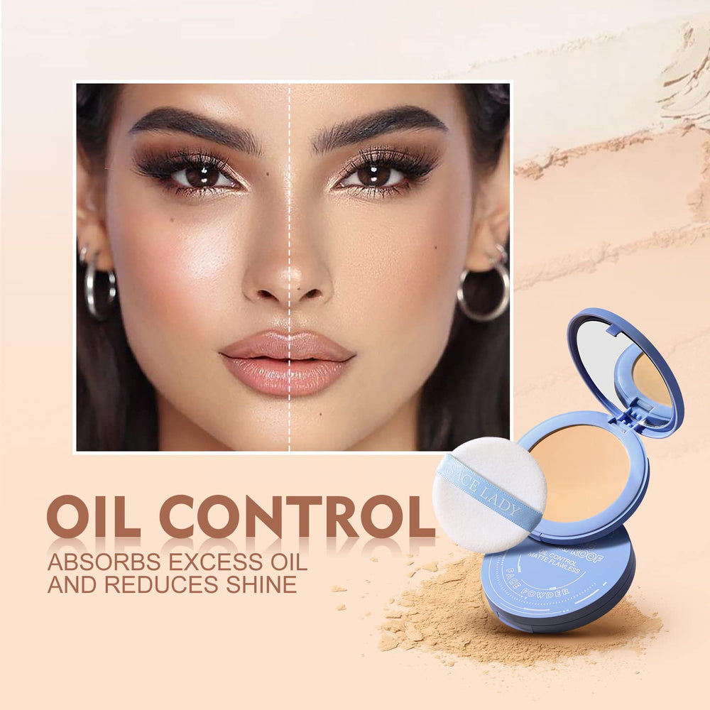 SACE LADY oil-control image demonstrates shine reduction for all-day wear.