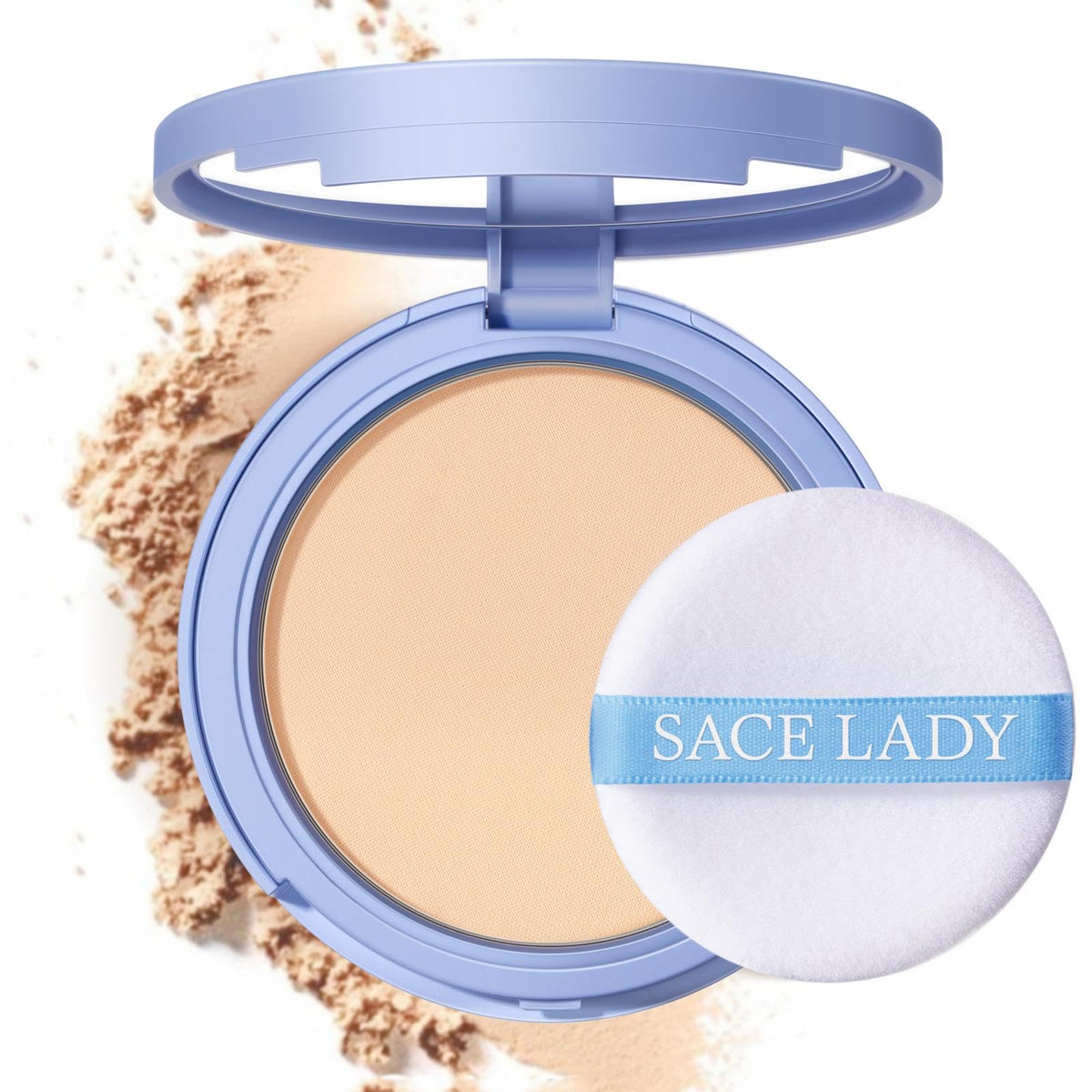 SACE LADY face powder waterproof compact; matte finish and long-lasting wear.
