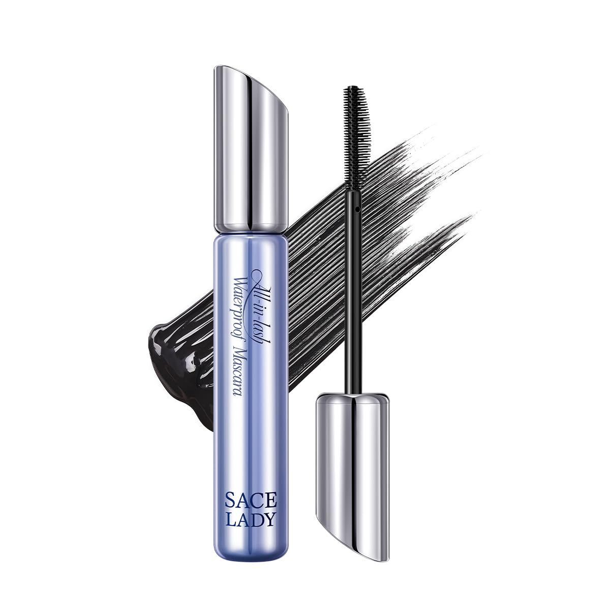SACE LADY waterproof mascara dual-brush close-up for voluminous, defined lashes.