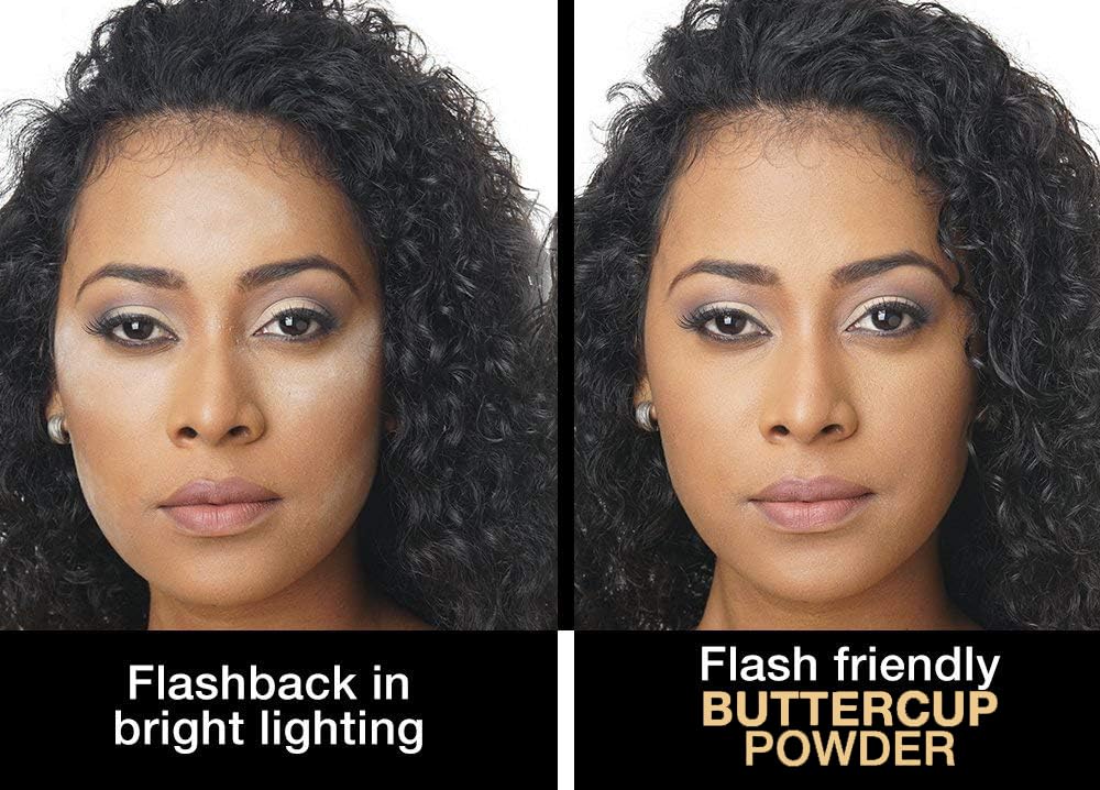Sacha Buttercup Mini Setting Powder open reveals ultra-fine powder for natural, airbrushed look.