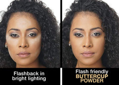 Sacha Buttercup Mini Setting Powder open reveals ultra-fine powder for natural, airbrushed look.