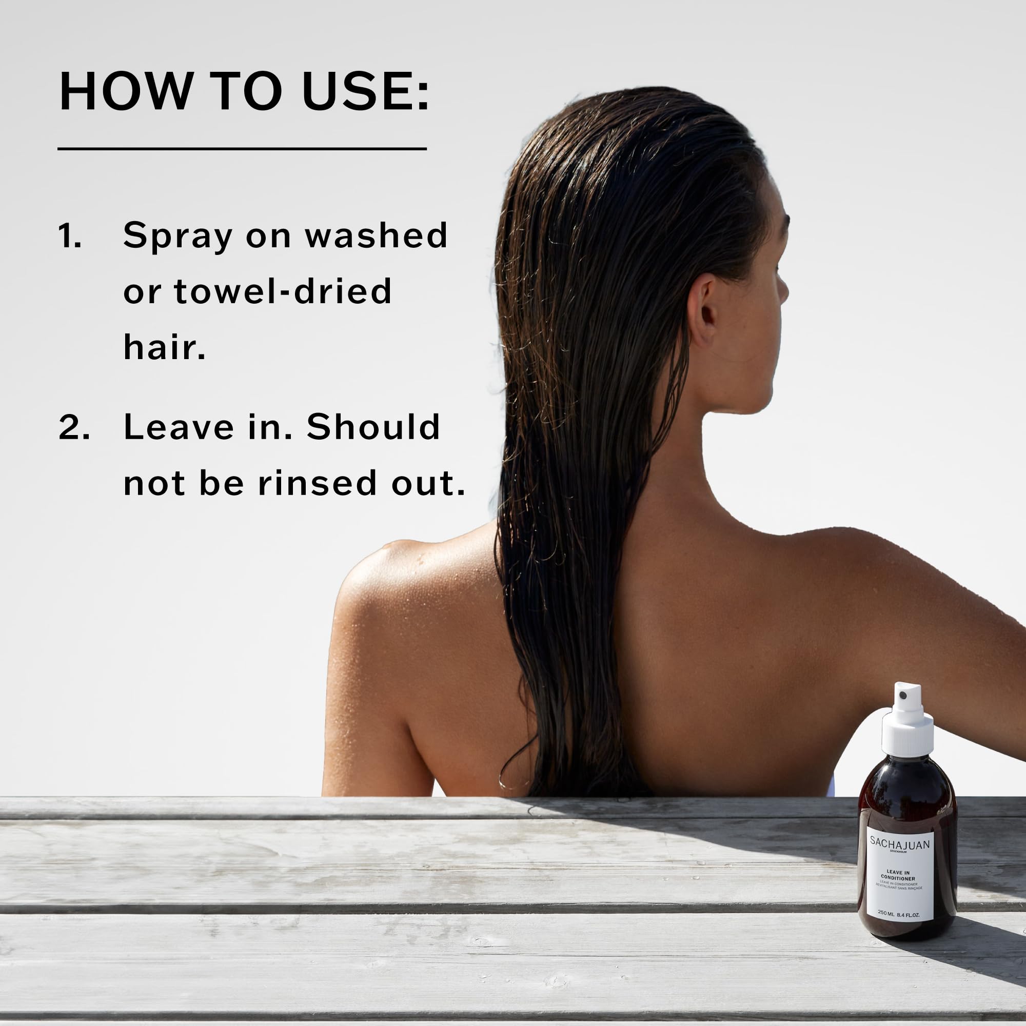 SACHAJUAN Leave-In Conditioner on hair provides detangling and moisture.