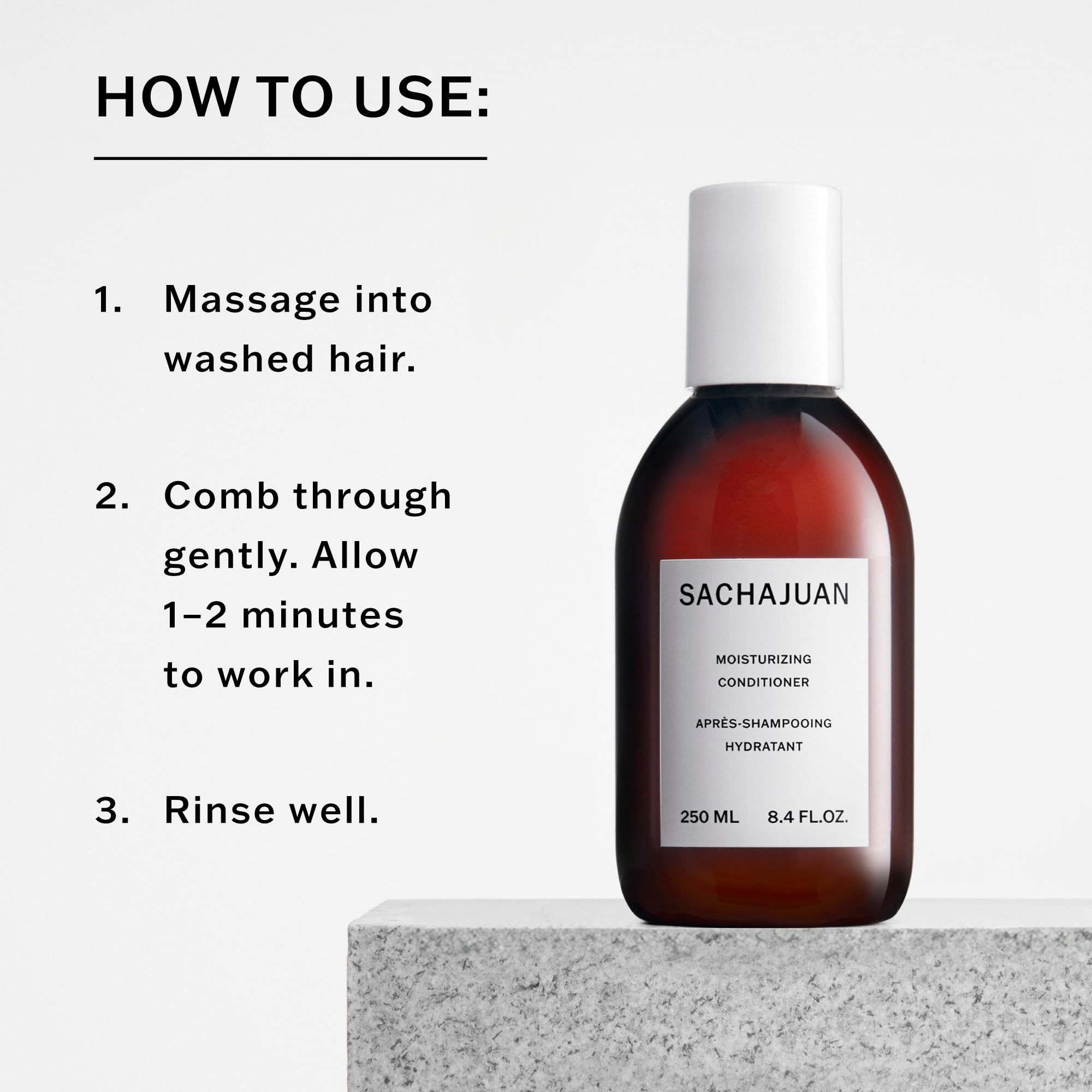 Creamy texture of SACHAJUAN conditioner ready for even distribution and detangling.
