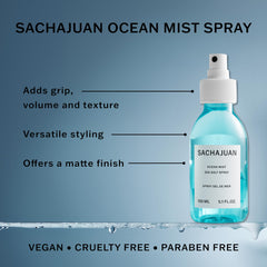 SACHAJUAN Ocean Mist application on wet hair shows easy styling with minimal residue