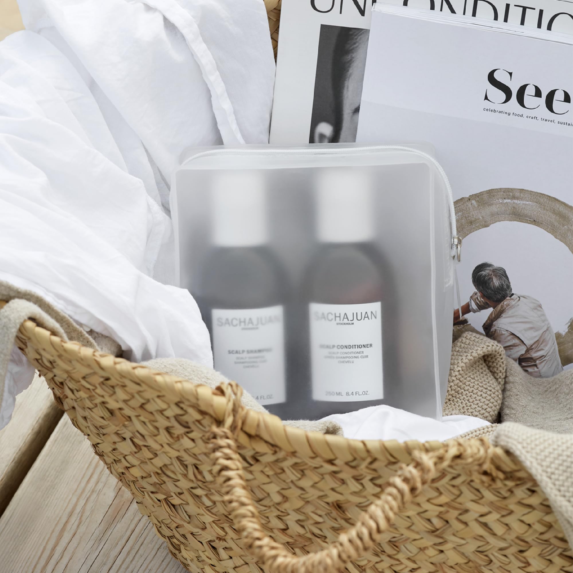 SACHAJUAN ocean silk technology graphic conveys nourishing, weightless hair.