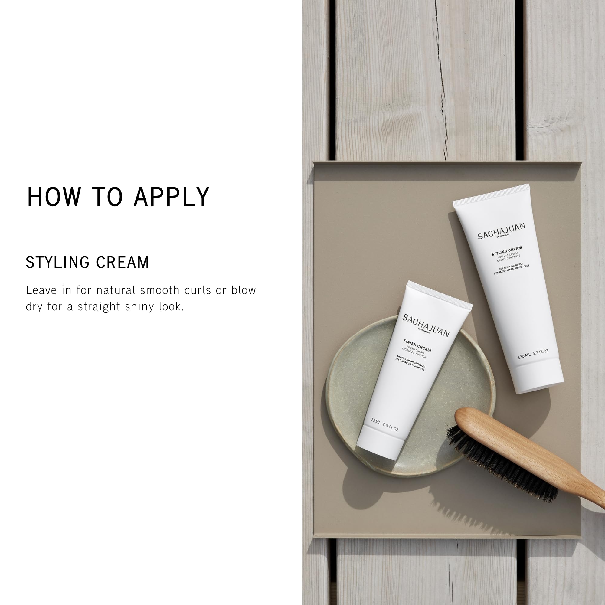 SACHAJUAN styling cream close-up shows soft, silky hair and glossy finish.