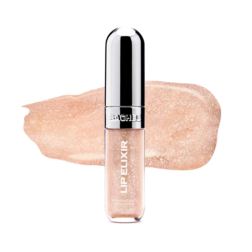 Sacheu Lip Elixir bottle closeup shows nourishing hydration for daily lip care