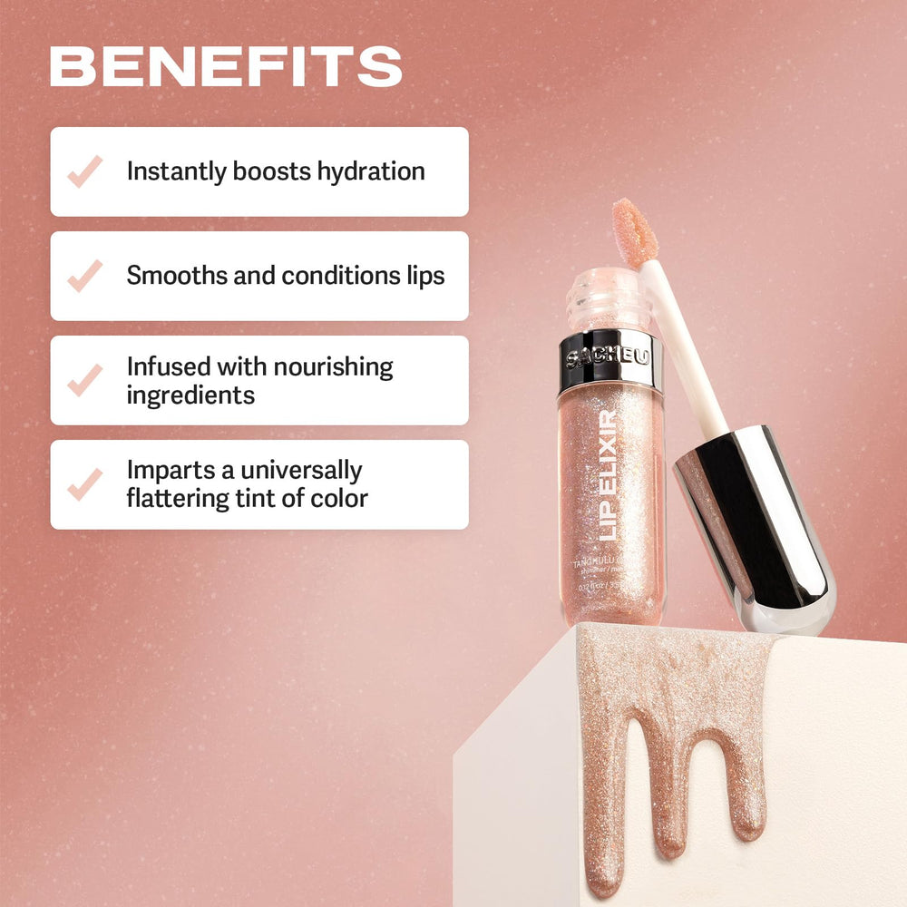 Sacheu Lip Elixir collagen blend emphasizes nourishing formulation