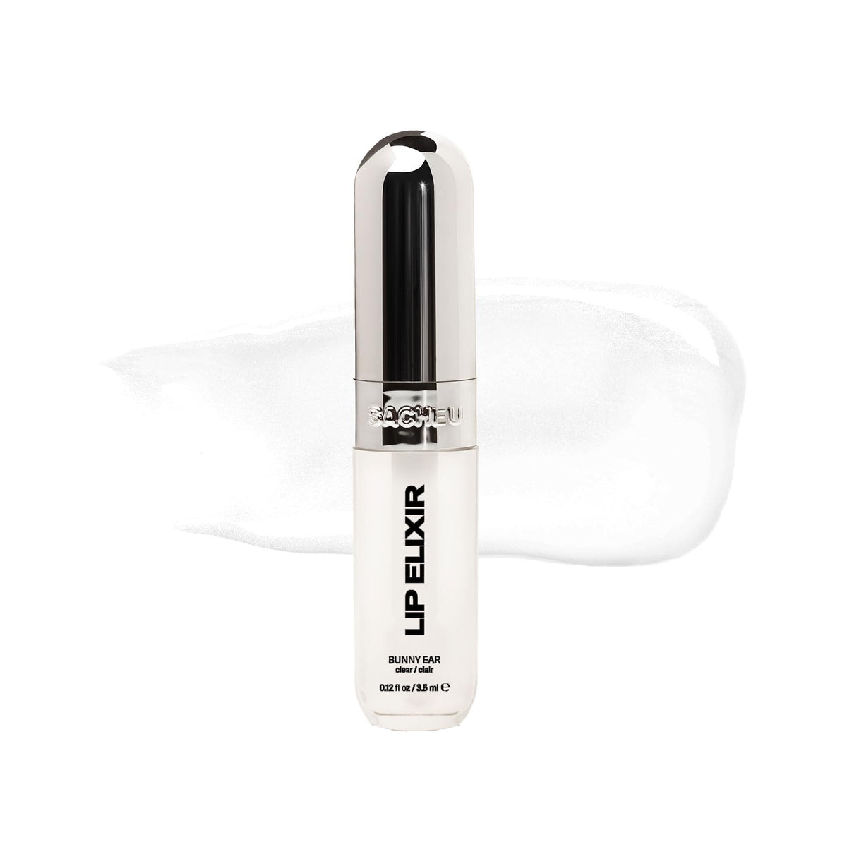 Sacheu Lip Elixir nourishing gloss bottle close-up highlighting hydration and shine