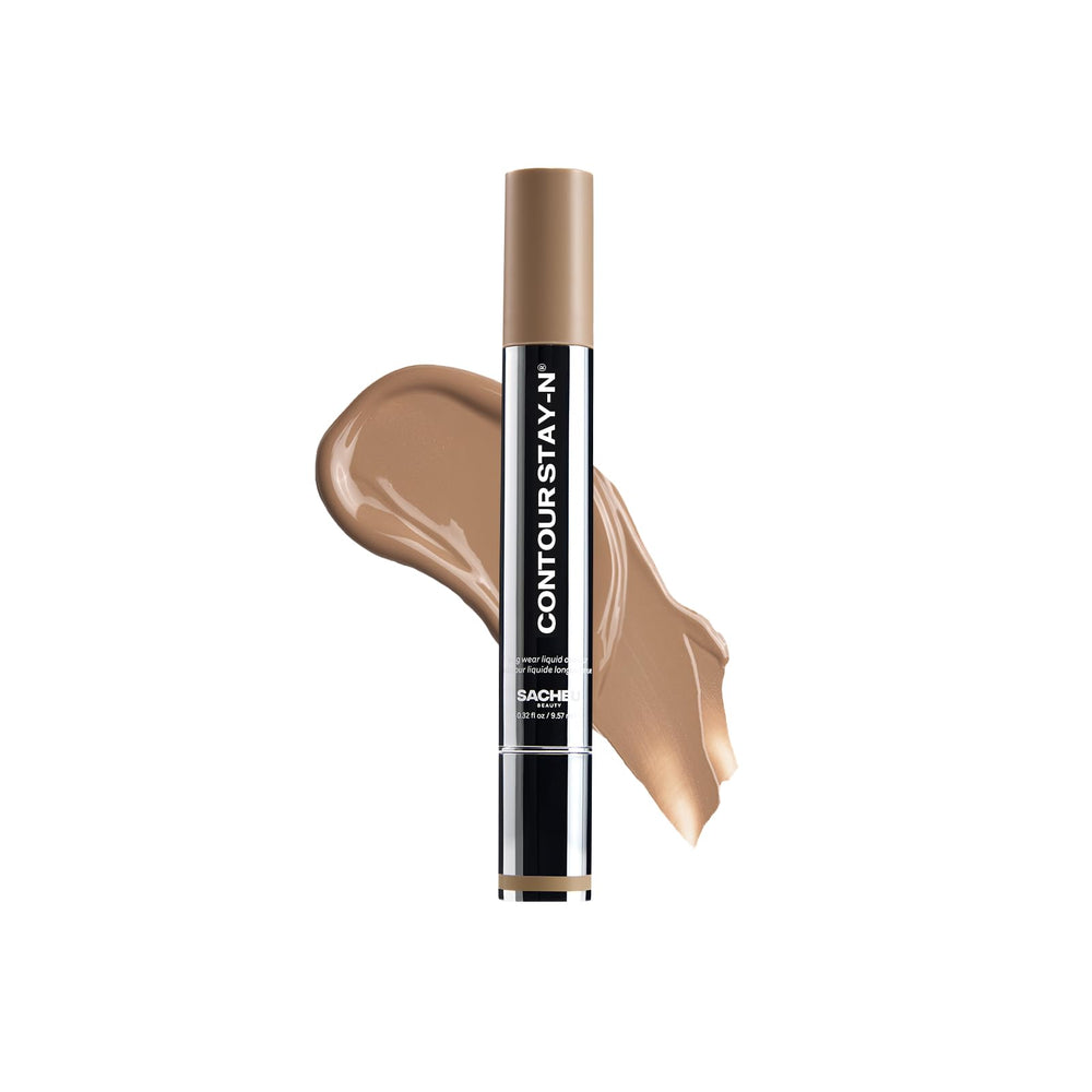 Sacheu Liquid Contour Stay-N bottle showing long-wear contour formula