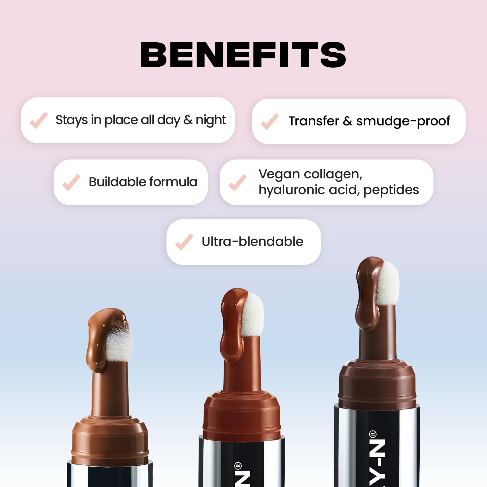 Sacheu Liquid Contour STAY-N satin finish on cheek highlights sculpted definition.