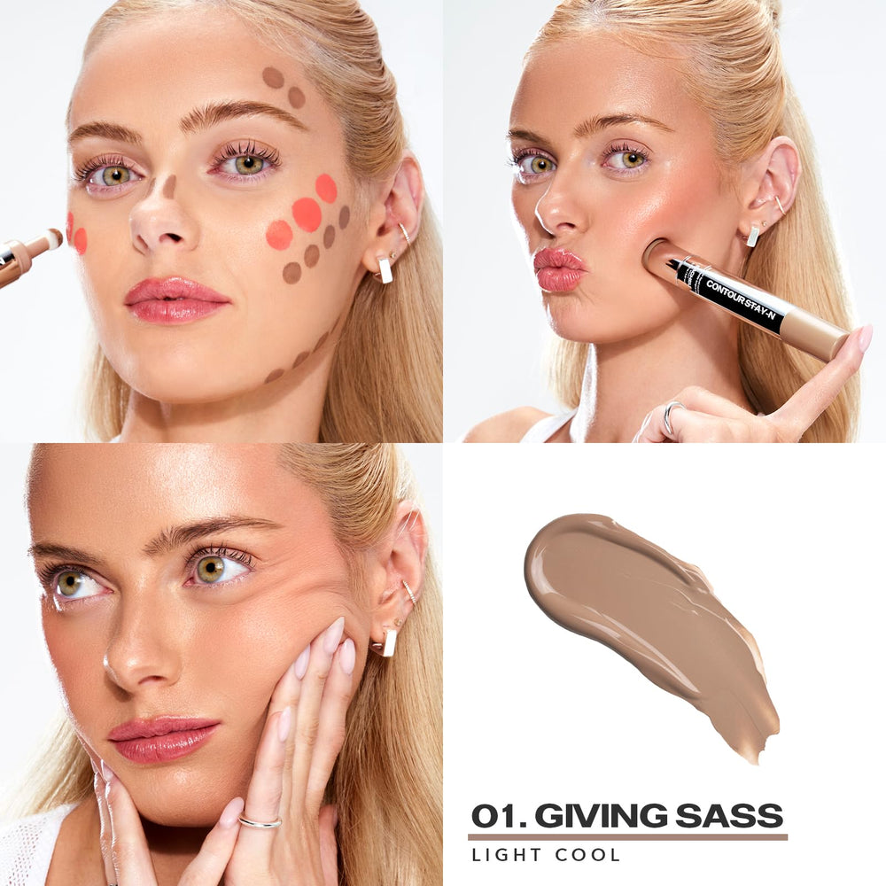 Sacheu Liquid Contour Stay-N swirl-application demonstrates easy blending for subtle to bold sculpt