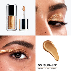 Sacheu Stay-N shimmer swatch on skin highlights vibrant, crease-free glow.