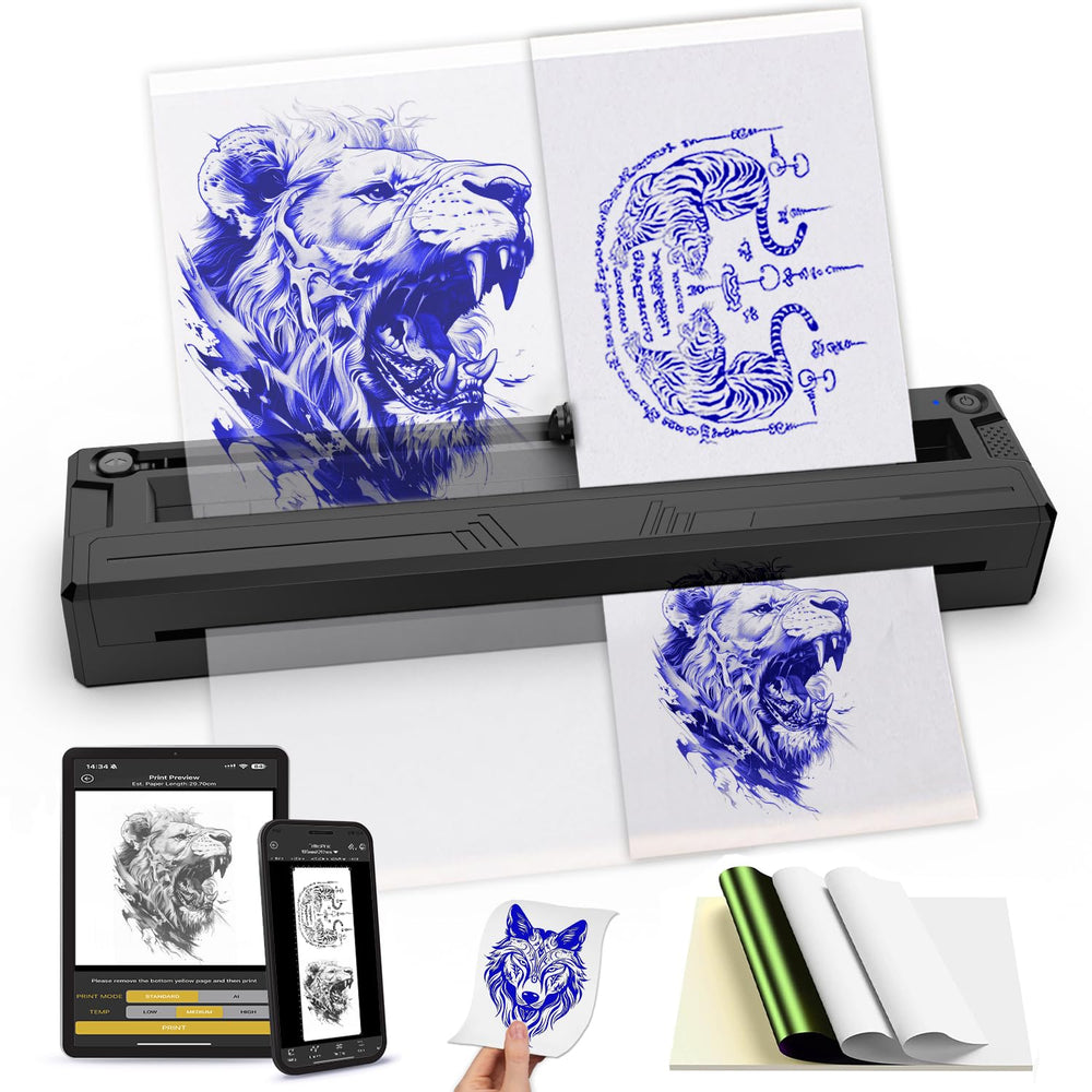 Sacnahe wireless tattoo stencil printer front view, compact portable design for on-the-go artists.