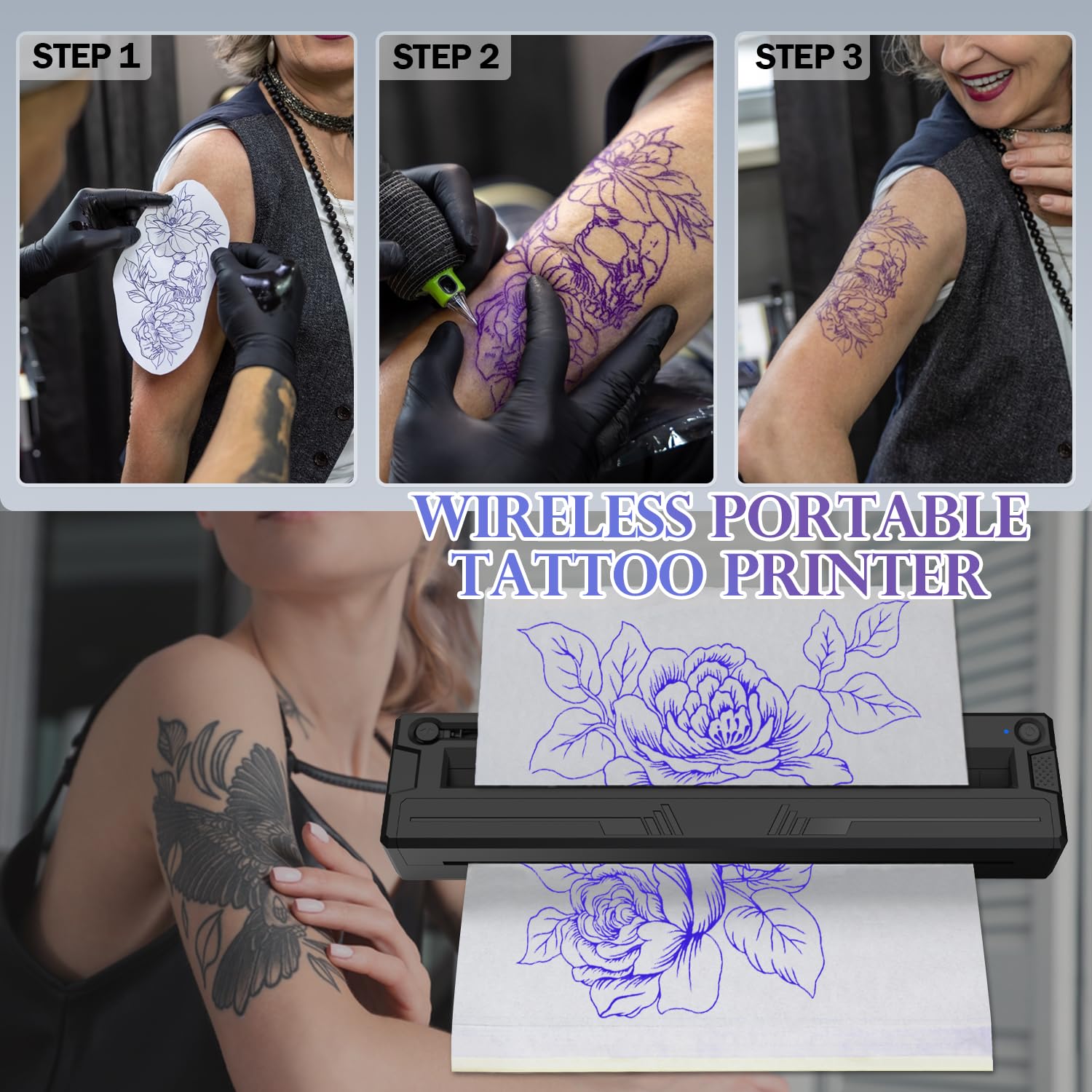 Sacnahe wireless tattoo stencil printer inkless thermal tech for clean outputs.