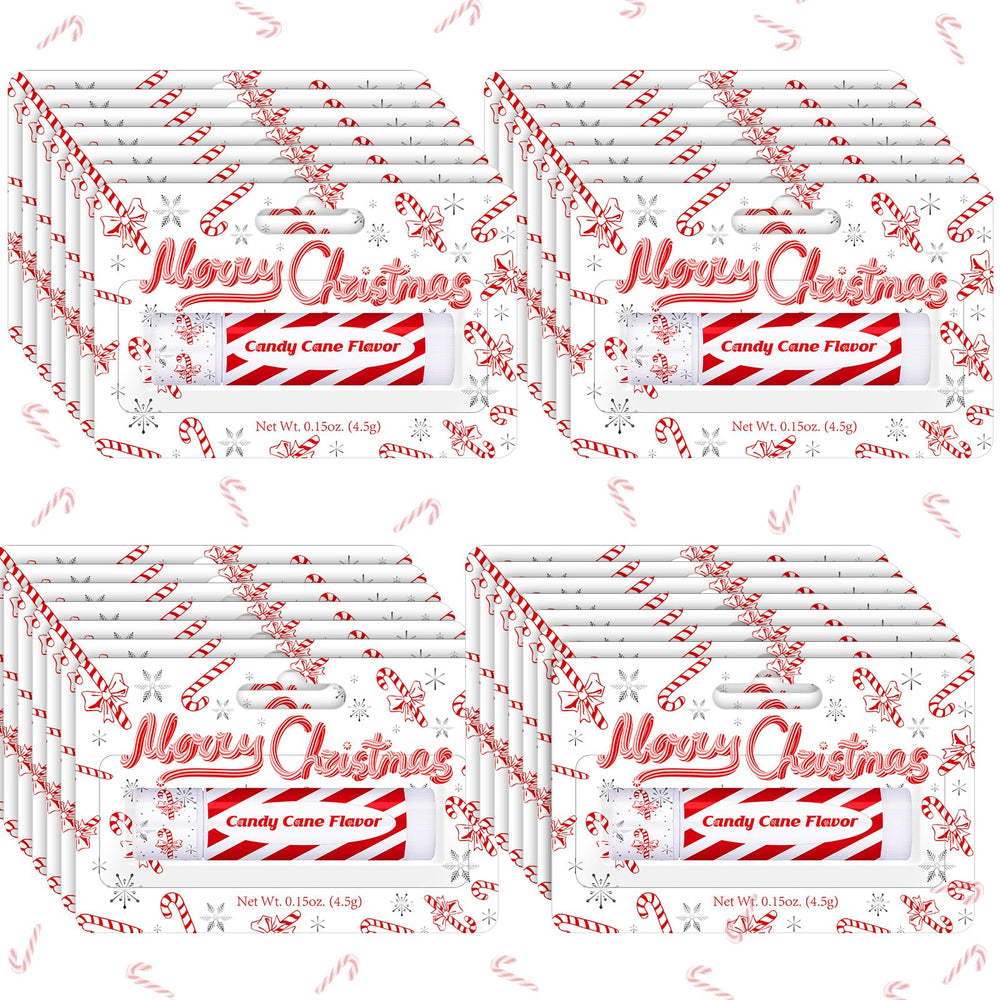 Sacubee Christmas Peppermint Lip Balm 25-pack front packaging, ideal for gifting and stocking stuffers.
