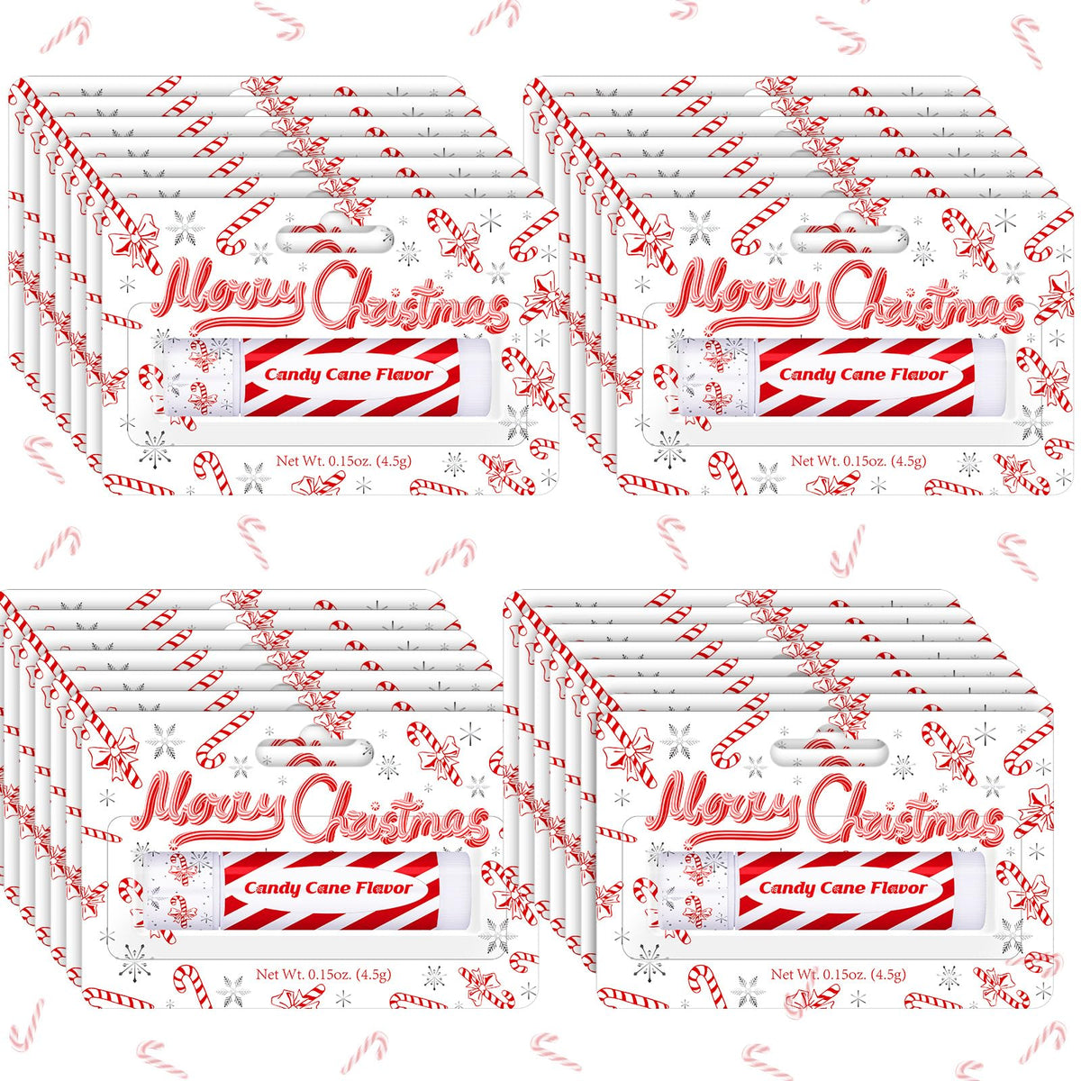 Sacubee Christmas Peppermint Lip Balm 25-pack front packaging, ideal for gifting and stocking stuffers.