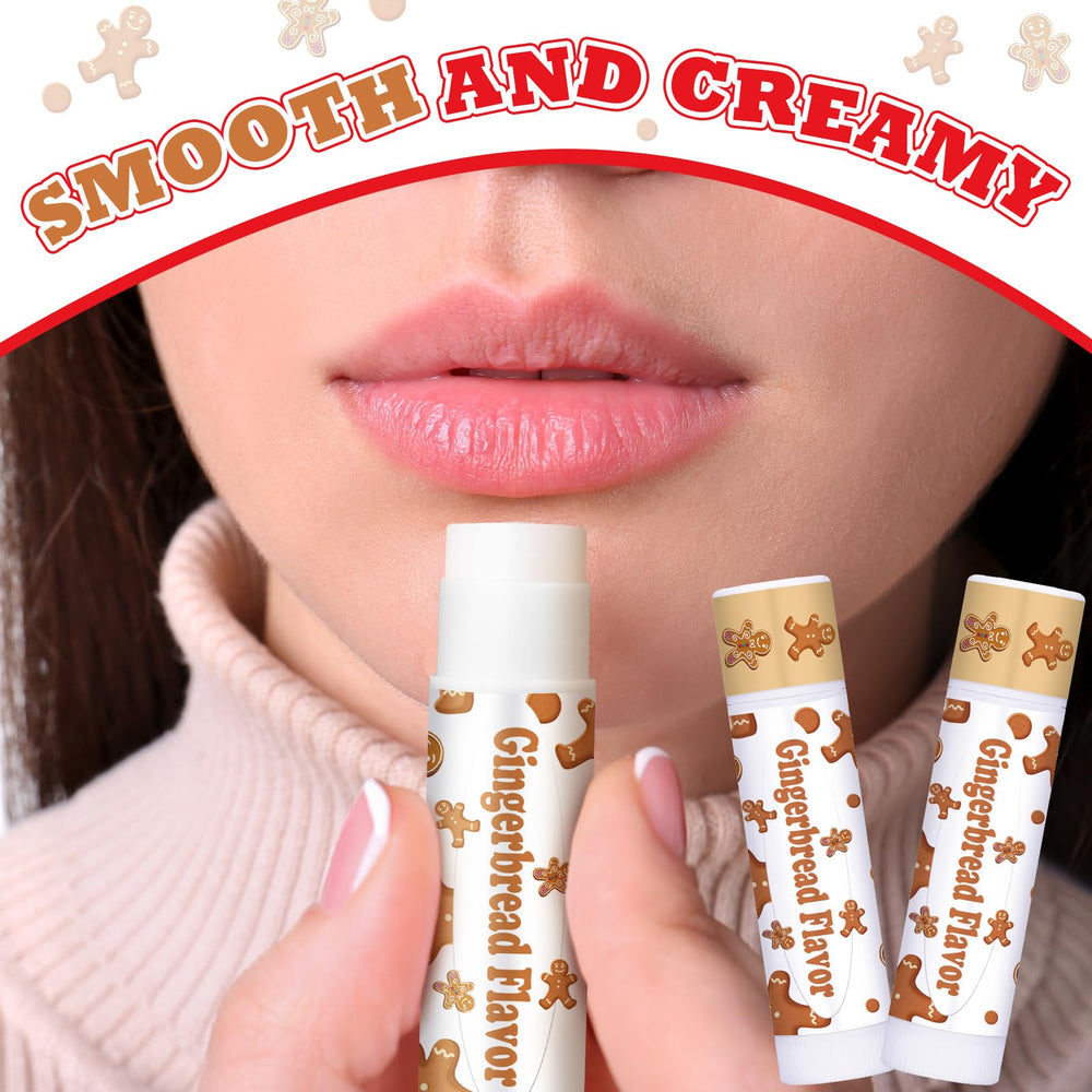 Sacubee gingerbread-patterned lip balm tube ready for festive gifting