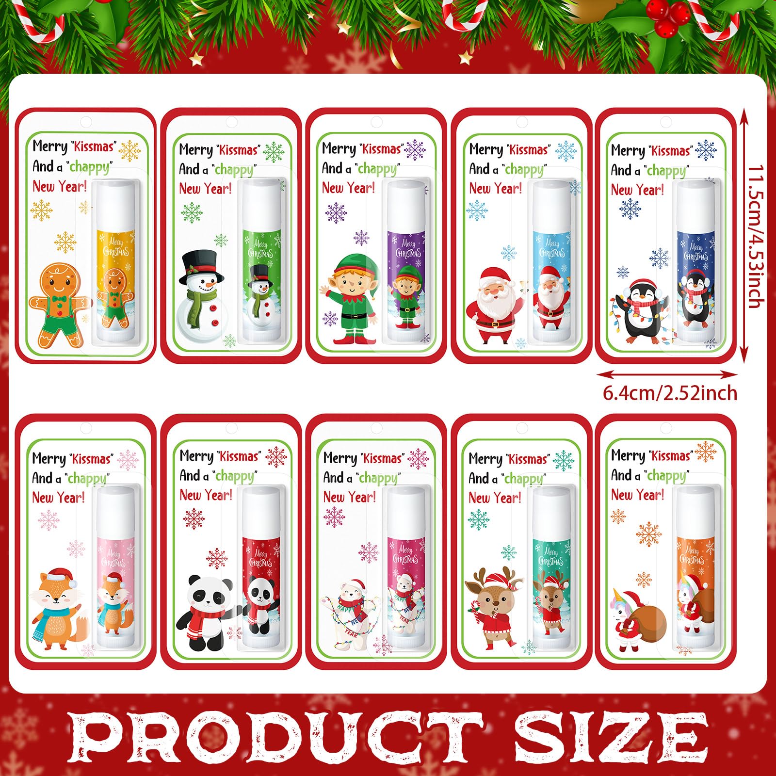 Sacubee lip balm stocking stuffer display for convenient gifting.