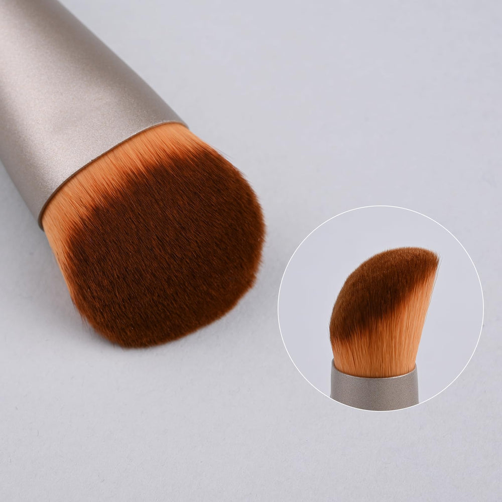 SaDM Shiny Kabuki angled blender brush powder application for even, airbrushed finish with cream products.