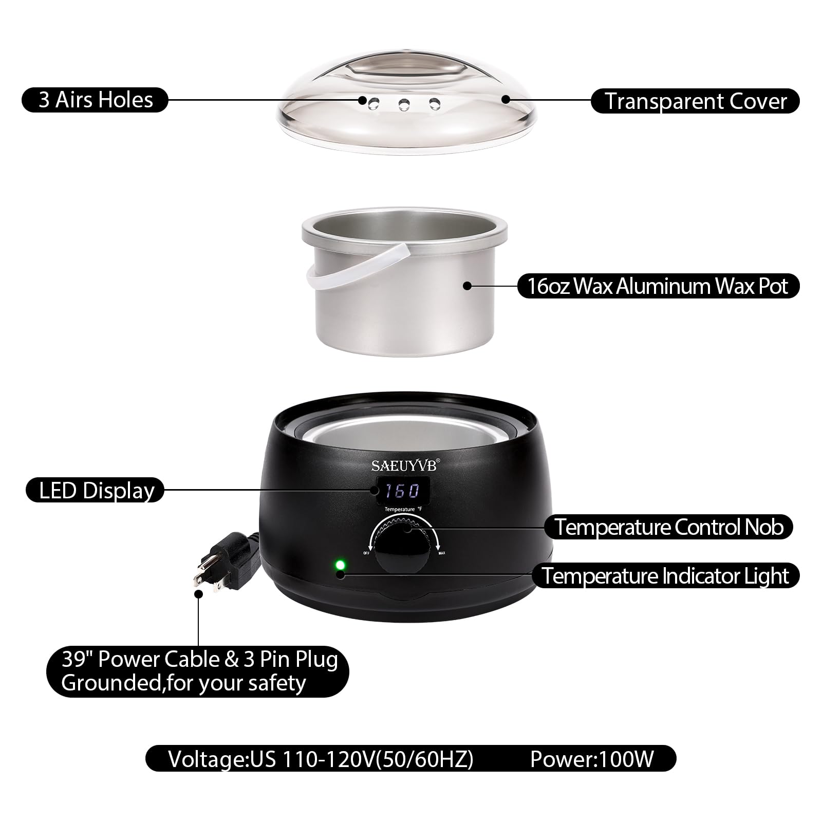 SAEUYVB wax warmer adjustable temperature knob for quick wax melt
