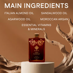 SAFA Oud Sandalé Oil applied to skin for hydration and glow.