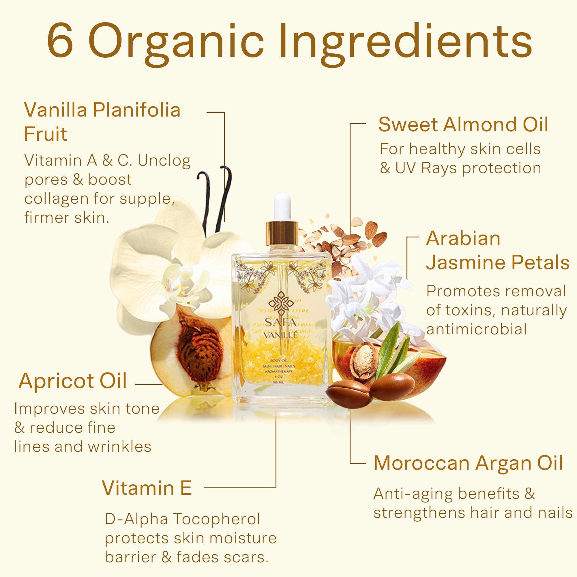 SAFA Vanille Oil applied to skin demonstrating light, non-greasy moisturizing finish