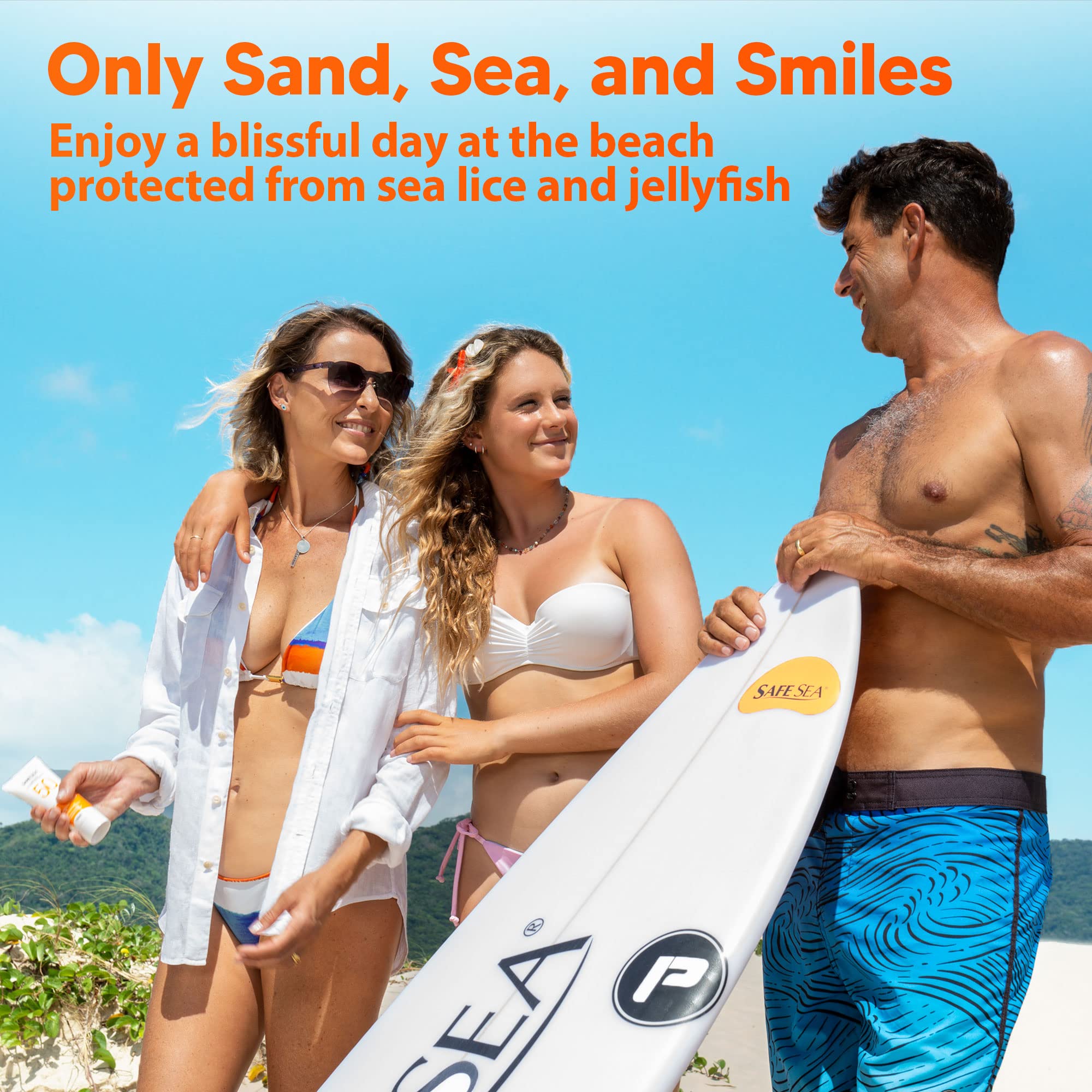 Safe Sea waterproof sunscreen applied on skin during outdoor activity