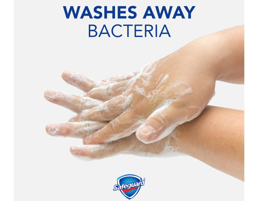 Safeguard antibacterial bath bar 4-pack closeup shows sturdy bars for everyday cleansing.