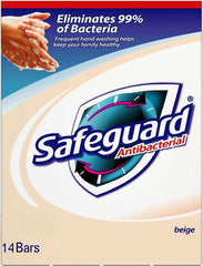 Safeguard beige bar packshot highlights antibacterial cleansing