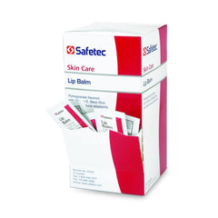 Safetec lip balm packet 53123 in compact foil wrapper for on-the-go hydration.