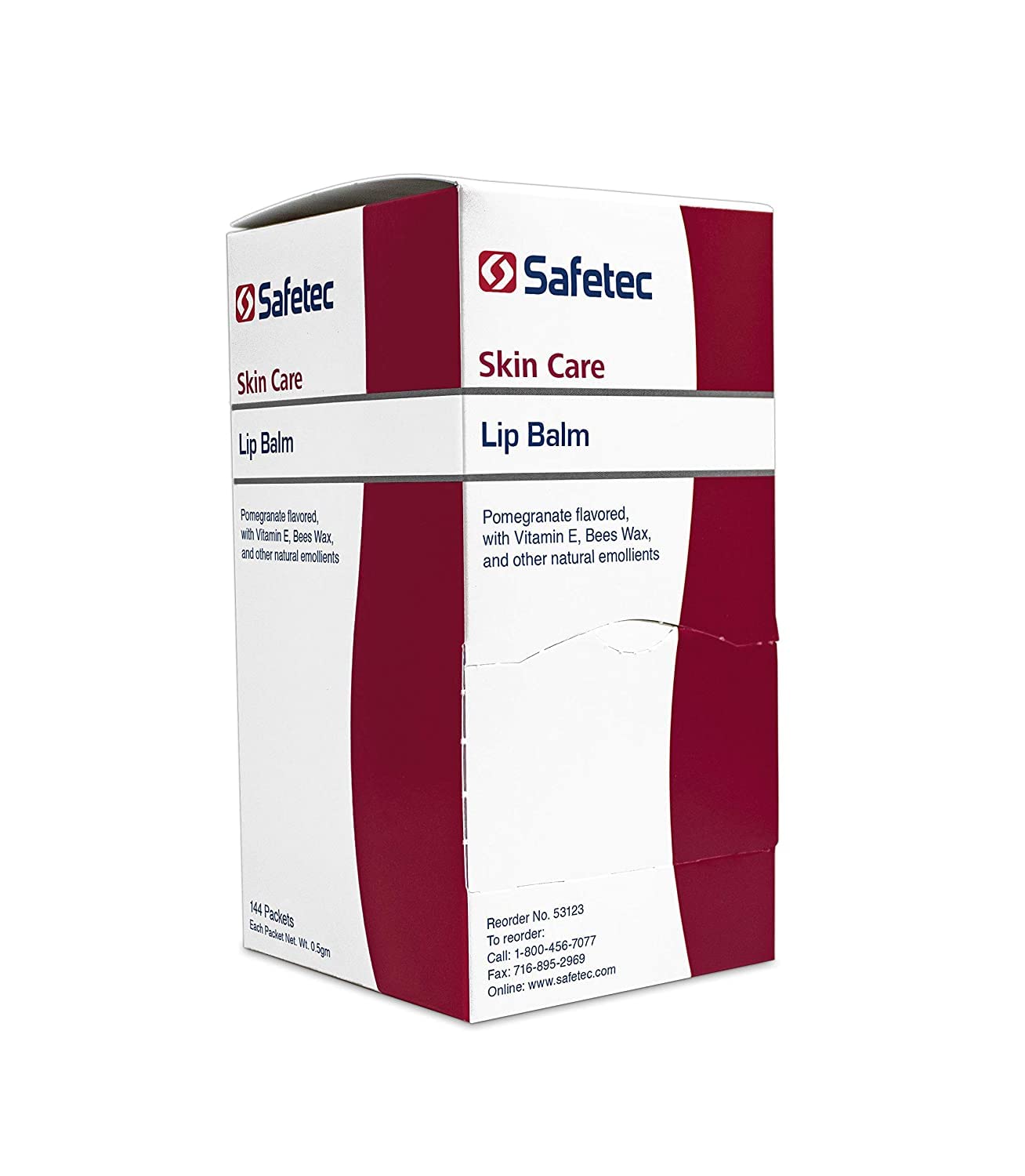 Safetec Lip Balm Pomegranate jar close-up reveals glossy moisture.